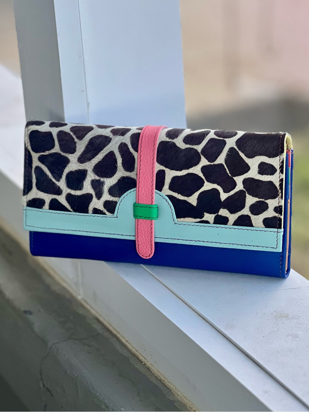 Colorblock Animal Print Leather Clutch Wallet - Folklore Couture - Modern Boho